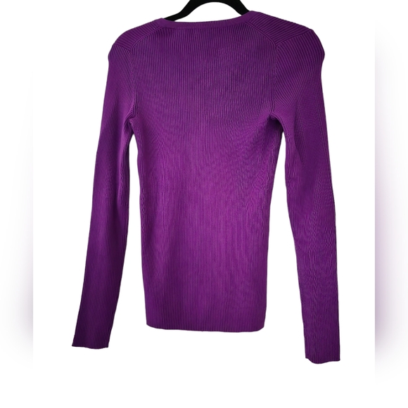 MODA International M Purple Ribbed knit Henley style top - Picture 3 of 5